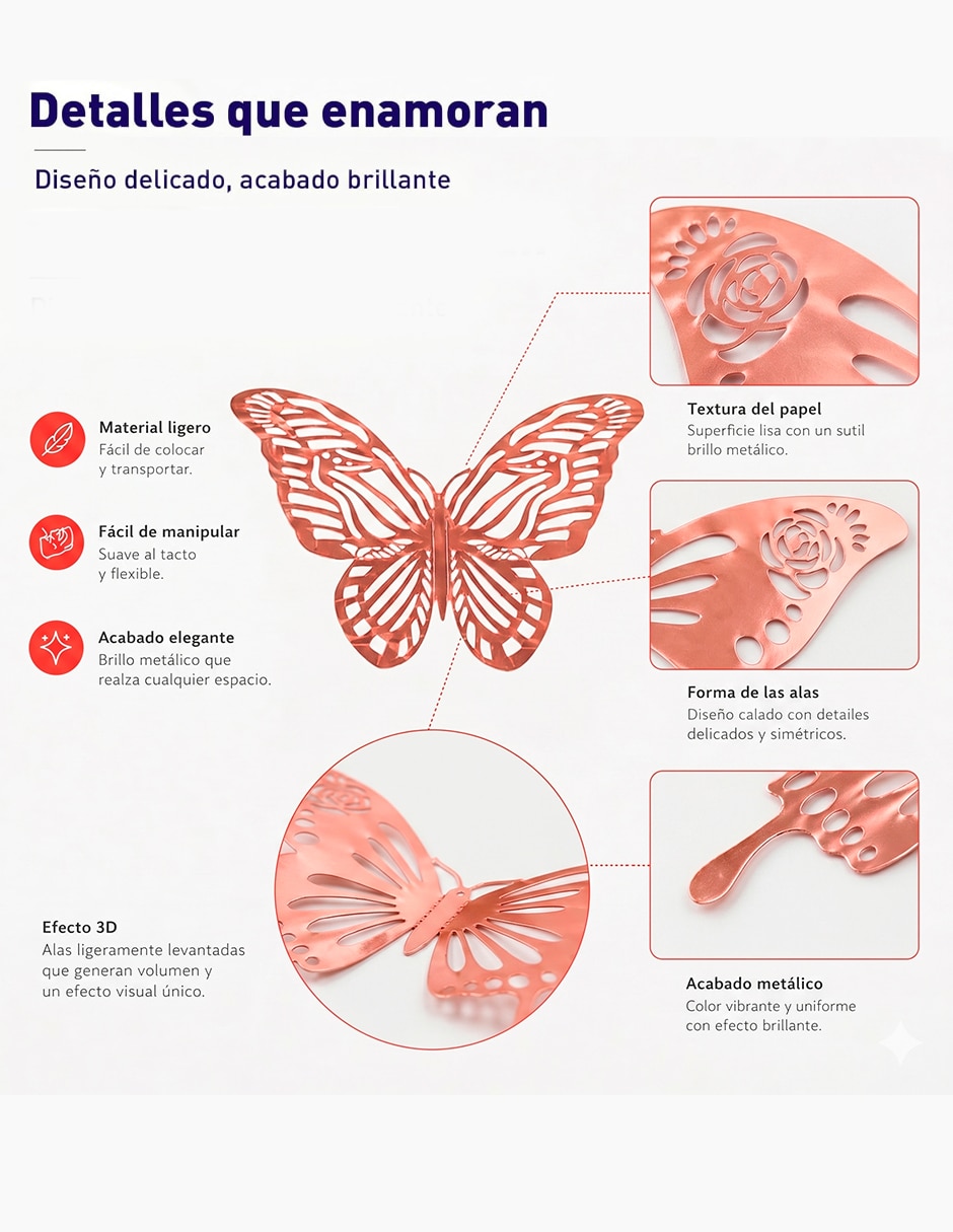 Figura decorativa de mariposa 72 Mariposas Decorativas 3D 7